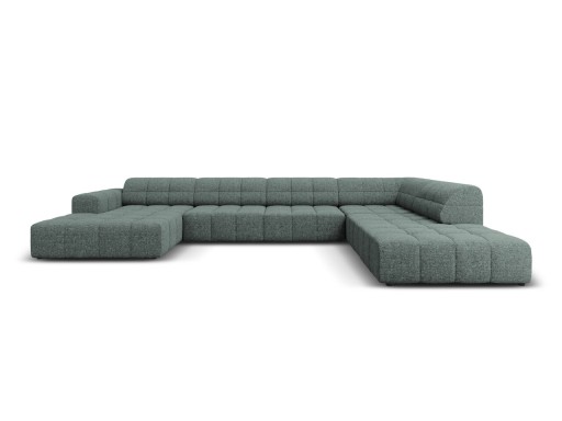 Coltar panoramic dreapta 7 locuri, Jennifer-140, Micadoni Home, 364x262x70 cm, tesatura chenille din poliester, petrol