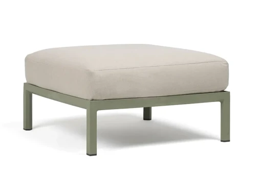 Pouf exterior Nardi Maximo 82.5x82.5cm  cadru verde Cactus  perna alb Perla Sunbrella