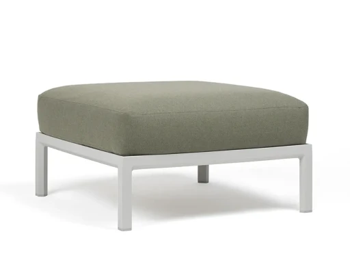Pouf exterior Nardi Maximo 82.5x82.5cm  cadru alb Gesso  perna verde Timo Sunbrella