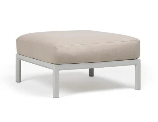Pouf exterior Nardi Maximo 82.5x82.5cm  cadru alb Gesso  perna alb Perla Sunbrella