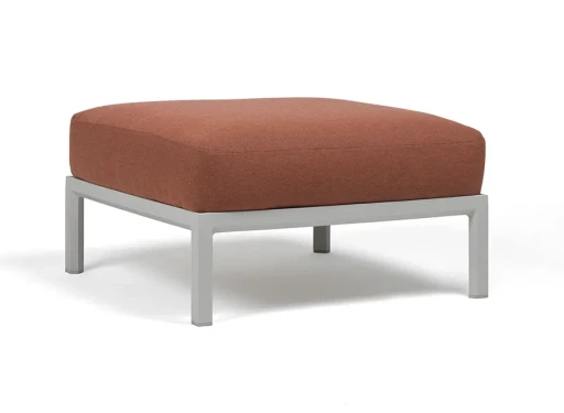 Pouf exterior Nardi Maximo 82.5x82.5cm  cadru alb Gesso  perna maro Cannella Sunbrella