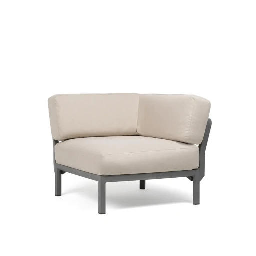 Element de colt Nardi Maximo  cadru gri Basalto  perne alb Perla Sunbrella