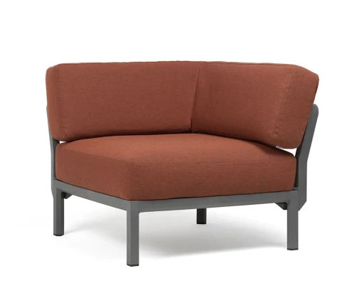 Element de colt Nardi Maximo  cadru gri Basalto  perne maro Cannella Sunbrella