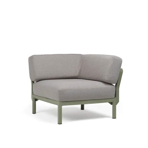 Element de colt Nardi Maximo  cadru verde Cactus  perne gri Lava Sunbrella
