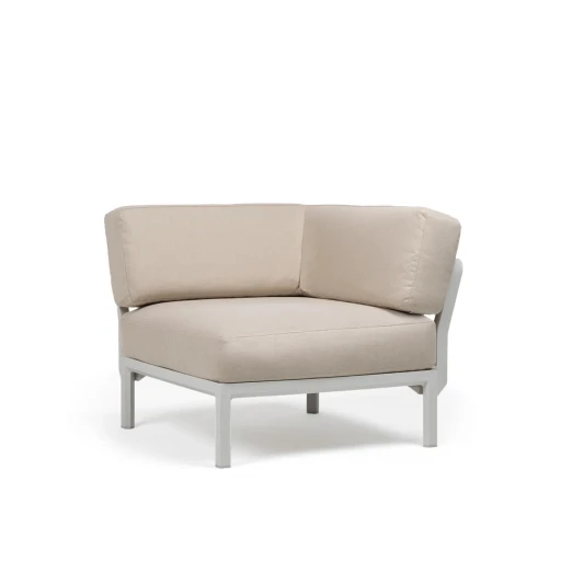 Element de colt Nardi Maximo  cadru alb Gesso  perne alb Perla Sunbrella