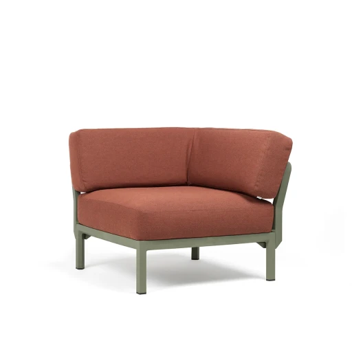Element de colt Nardi Maximo  cadru verde Cactus  perne maro Cannella Sunbrella