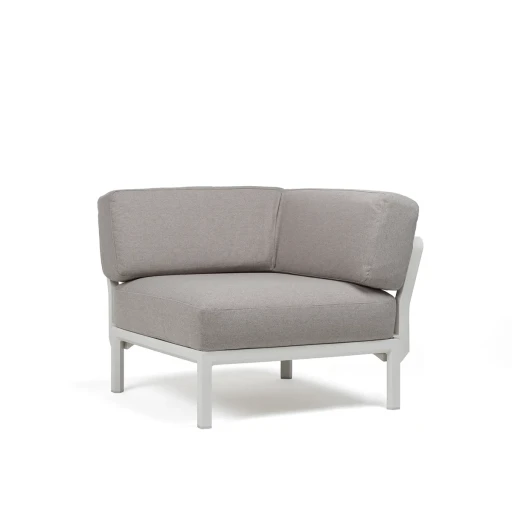 Element de colt Nardi Maximo  cadru alb Gesso  perne gri Lava Sunbrella