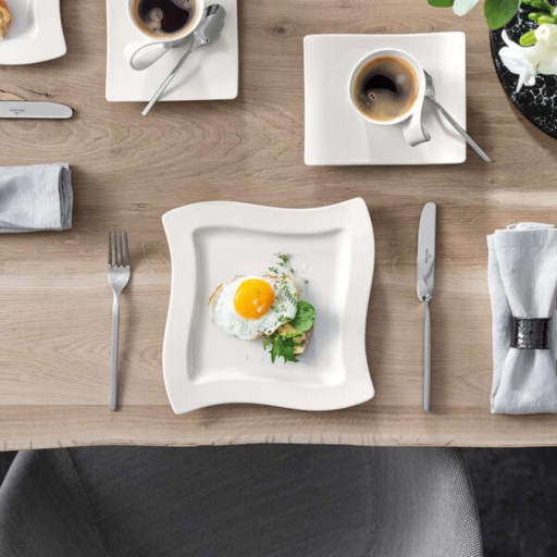 Farfurie pentru desert / salata NewWave, Villeroy &amp; Boch, 23.7x23.7x2.4 cm, portelan premium, alb