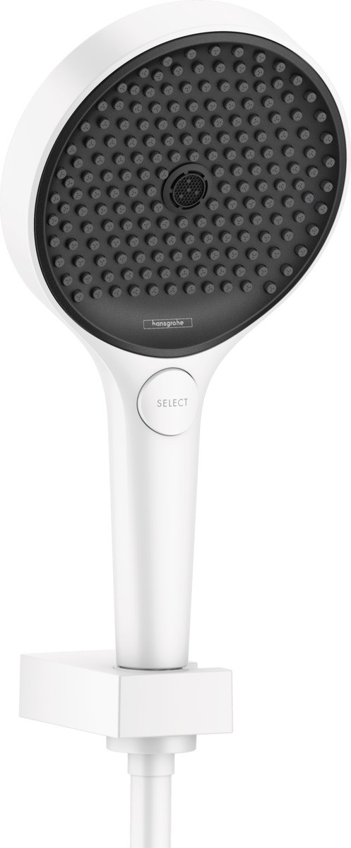 Set de dus Hansgrohe Rainfinity 130 cu para de dus Select 3jet   agatatoare si furtun 125cm  alb mat