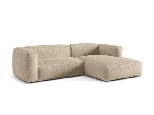 Coltar modular dreapta 2 locuri, Martina-120, Micadoni Home, 283x176x75 cm, catifea, bej deschis