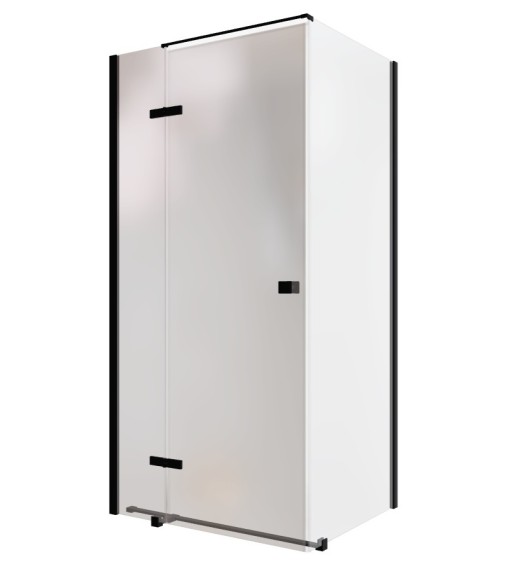 Cabina de dus Besco Pixa Black 100 L  100x90cm  orientare stanga  profile negru mat