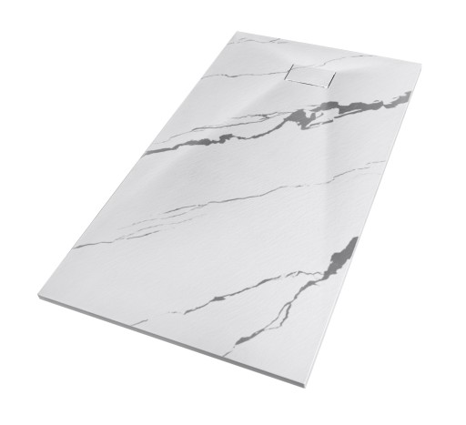 Cadita de dus Besco Vexo Marble 150  150x90cm  ultraslim  sifon cu top cleaning  alb marmura