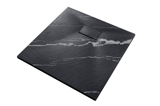 Cadita de dus Besco Vexo Marble Black 90  90x90cm  ultraslim  sifon cu top cleaning  negru marmura