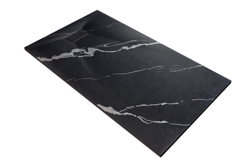 Cadita de dus Besco Vexo Marble Black 130  130x90cm  ultraslim  sifon cu top cleaning  negru marmura