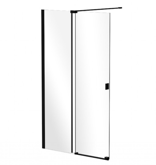Cabina de dus walk-in Besco Vayo Black 120cm  cu parte culisanta  profile negru mat