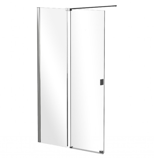 Cabina de dus walk-in Besco Vayo Chrome 130cm  cu parte culisanta  profile crom