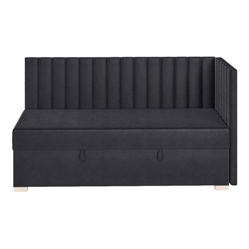 Pat pentru copii albastru închis pe colț cu spațiu de depozitare cu saltea 90x200 cm Snugi – Ghado