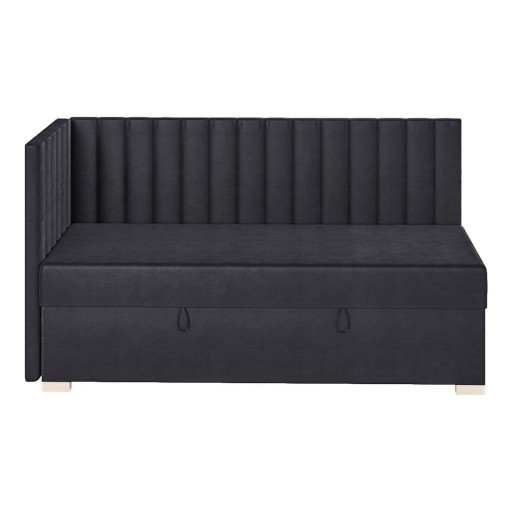Pat pentru copii albastru închis pe colț cu spațiu de depozitare cu saltea 90x200 cm Snugi – Ghado
