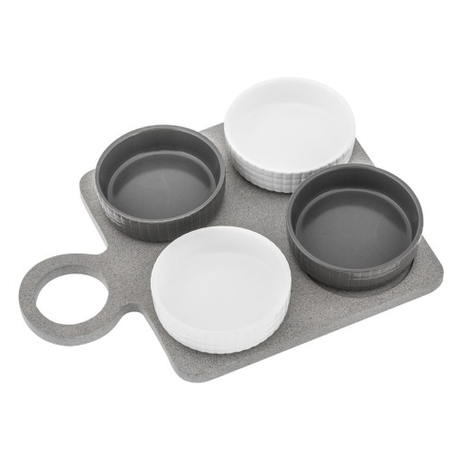 Set 4 boluri de servire și platou Villa Altachiara Yin&Yang, 29 x 21,5 cm