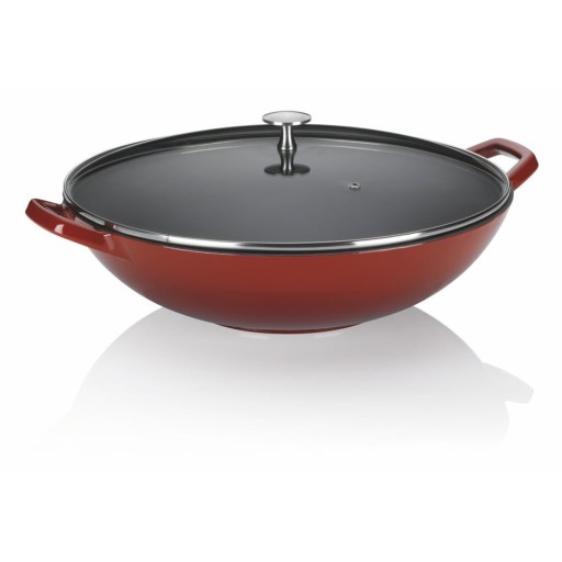 Tigaie WOK din fontă Kela Calido, ø 36 cm, roșu