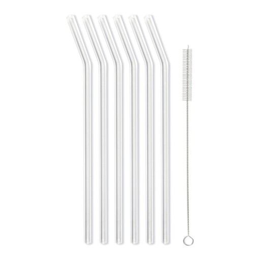 Set 6 paie din sticlă Vialli Design, lungime 23 cm, alb