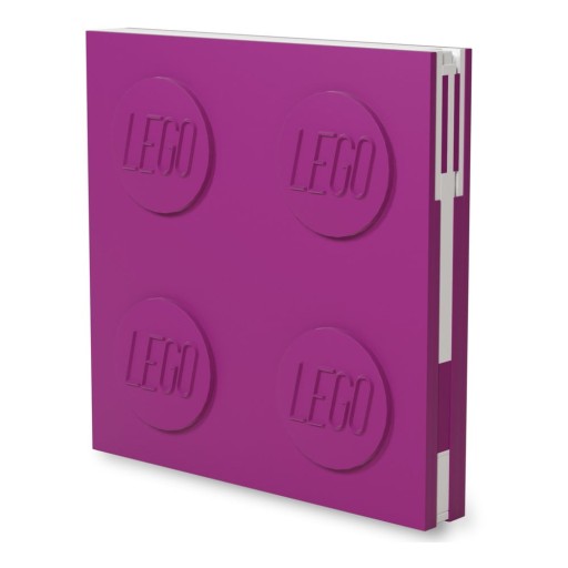 Caiet cu pix cu gel LEGO®, 15,9 x 15,9 cm, roz fucsia