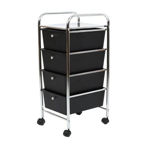 Etajeră pe roți din plastic negru-argintiu 33x79 cm – Premier Housewares