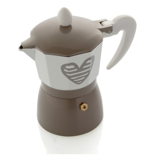 Cafetieră gri pentru 3 cești de cafea Brandani Hearbeat, maro
