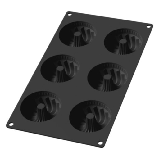 Formă din silicon pentru 6 mini pandișpane Lékué, negru