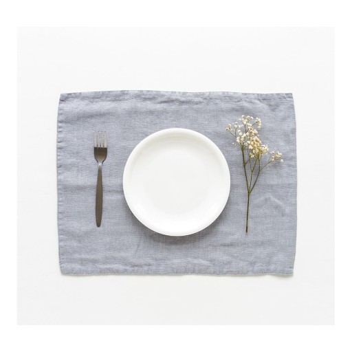 Suport din in pentru farfurie Linen Tales, 35 x 45 cm, gri deschis