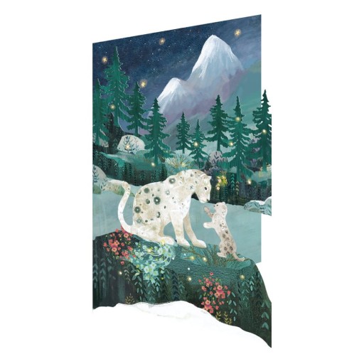 Felicitări 5 buc. cu model de Crăciun Snow Leopard – Roger la Borde