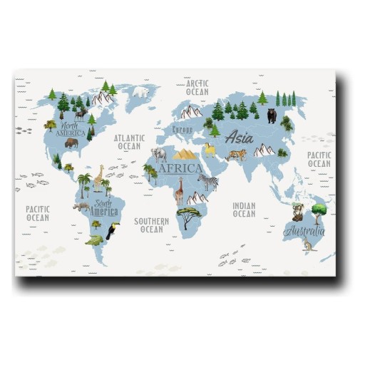 Tablou pentru copii 45x70 cm Map – Wallity