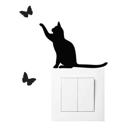 Autocolant pentru întrerupător Ambiance Cat, negru