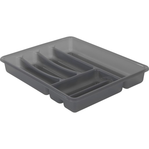 Organizator sertar pentru tacâmuri din plastic gri 39 x 32 cm Basic - Rotho