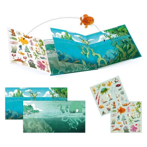 Set poveste cu autocolante detașabile/mobile Djeco Sea Sticker Story