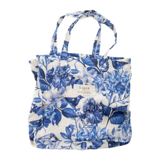 Geantă textilă Really Nice Things Blue Flowers, lățime 42 cm