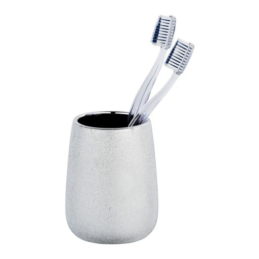 Recipient din ceramică pentru periuțele de dinți Wenko Glimma, argintiu