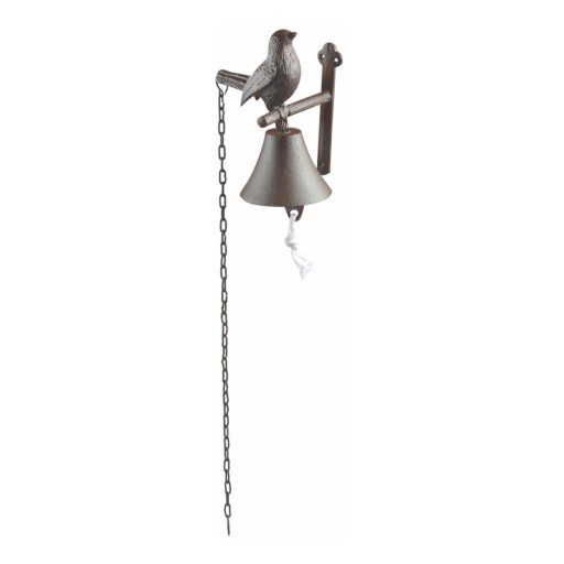 Clopoțel din fontă cu motiv pasăre, pentru perete Esschert Design Cutie Bird