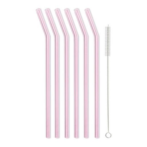 Set 6 paie din sticlă Vialli Design, lungime 23 cm, roz