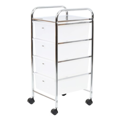 Etajeră pe roți din plastic alb-argintiu 33x79 cm – Premier Housewares