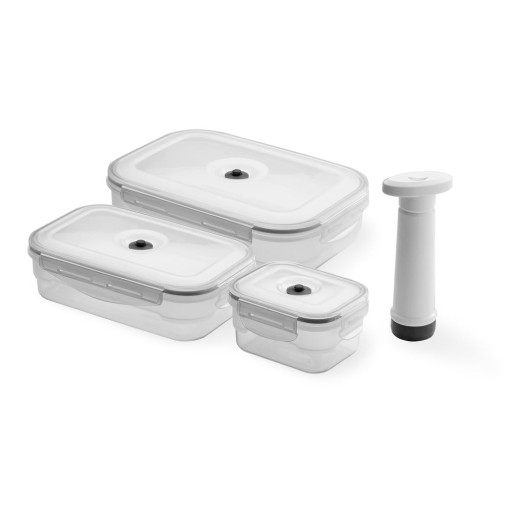 Set 3 recipiente pentru stocare alimente și pompă cu vacuum Compactor Food Saver