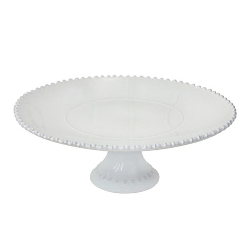 Platou cu picior din gresie ceramică Costa Nova Pearl, ⌀ 33 cm, alb