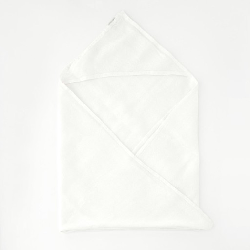 Prosop din in cu glugă pentru copii alb 100x100 cm Waffle - Linen Tales
