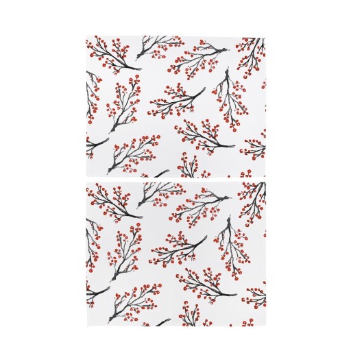 Suporturi de farfurii cu model de Crăciun 2 buc 45x35 cm Rowan Berries - Butter Kings