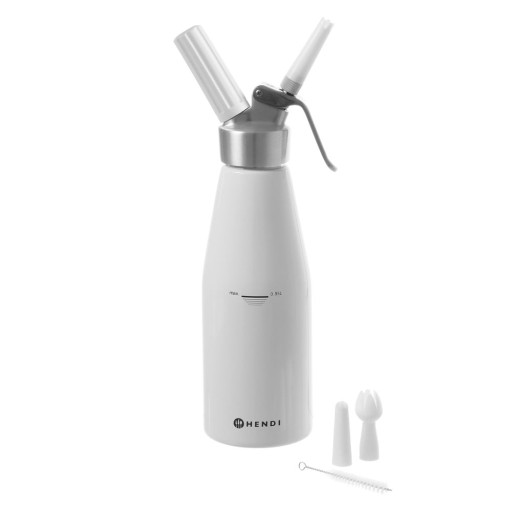 Sticlă din aluminiu pentru frișcă Hendi Kitchen Line, 500 ml, alb