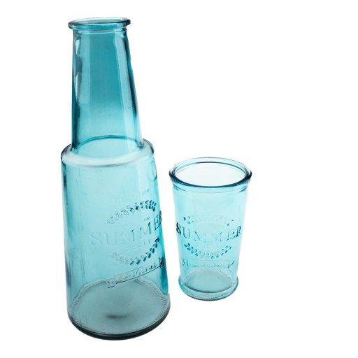 Carafă din sticlă cu pahar Dakls, 800 ml, albastru