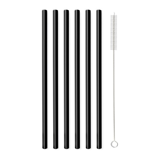 Set 6 paie din sticlă Vialli Design, lungime 20 cm, negru