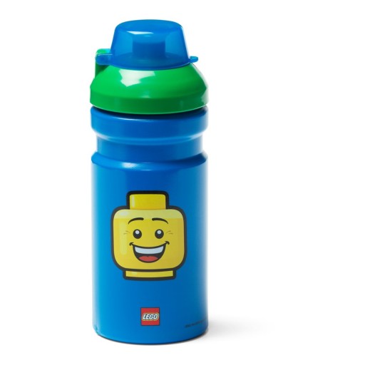 Sticlă pentru apă cu capac verde LEGO® Iconic, 390 ml, albastru