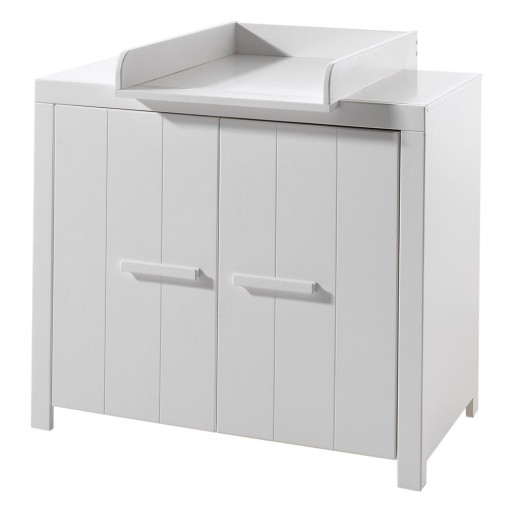 Comodă de copii albă joasă din lemn masiv de pin cu masă de înfășat 100x96 cm ERIK – Vipack