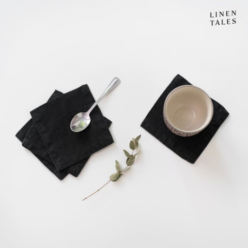 Coasters negre din țesătură 4 buc. – Linen Tales